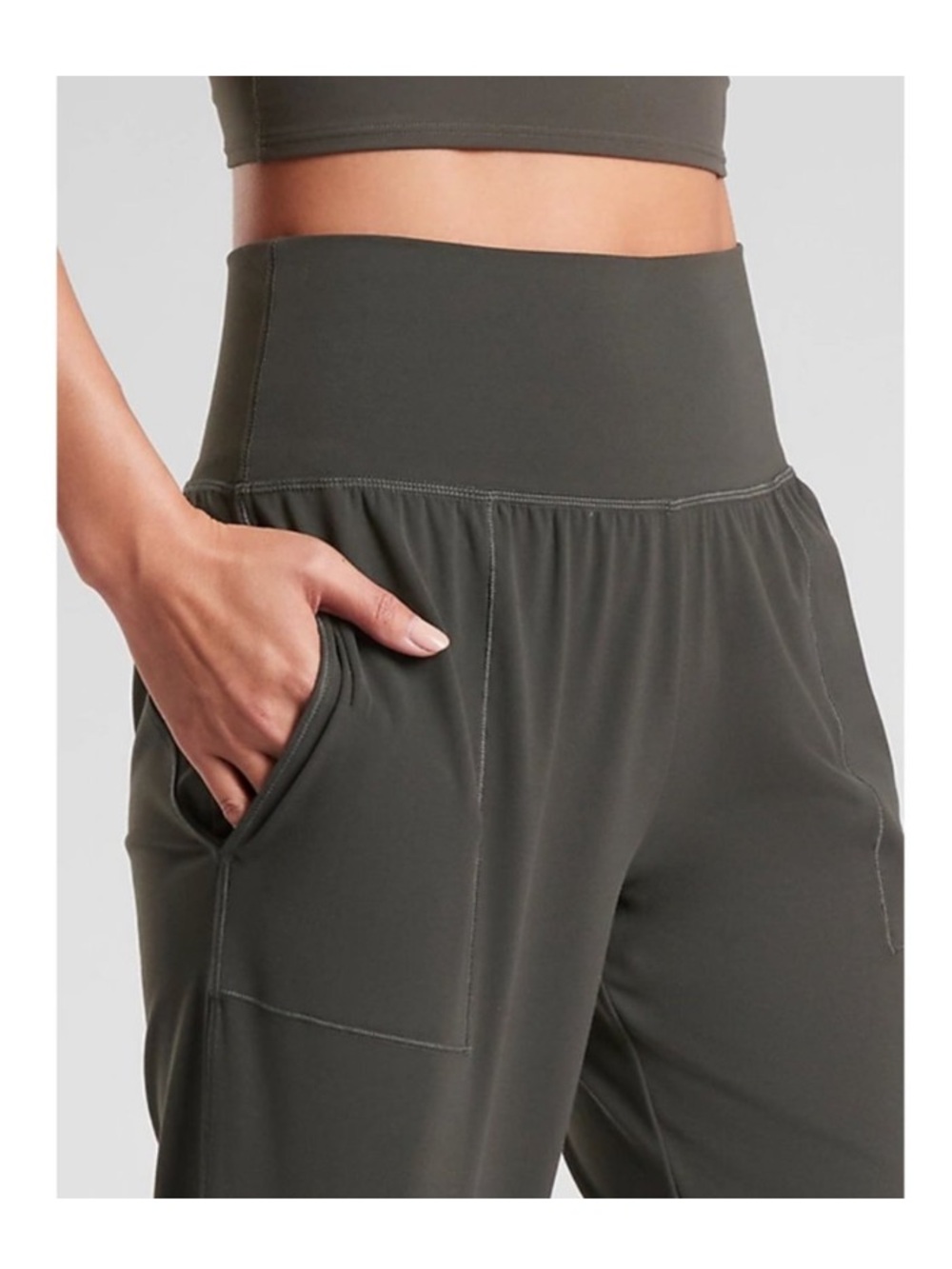 Athleta Cruise Jogger Powervita Black Olive Green Gray High Rise Athleisure S - Picture 6 of 13
